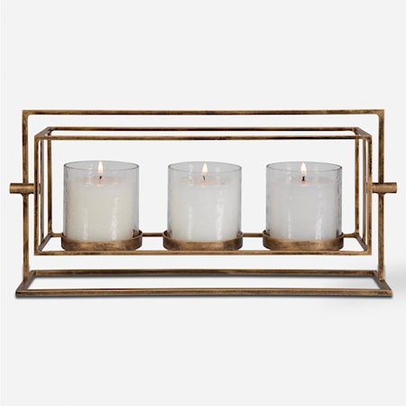 Wenman Gold Triple Candleholder