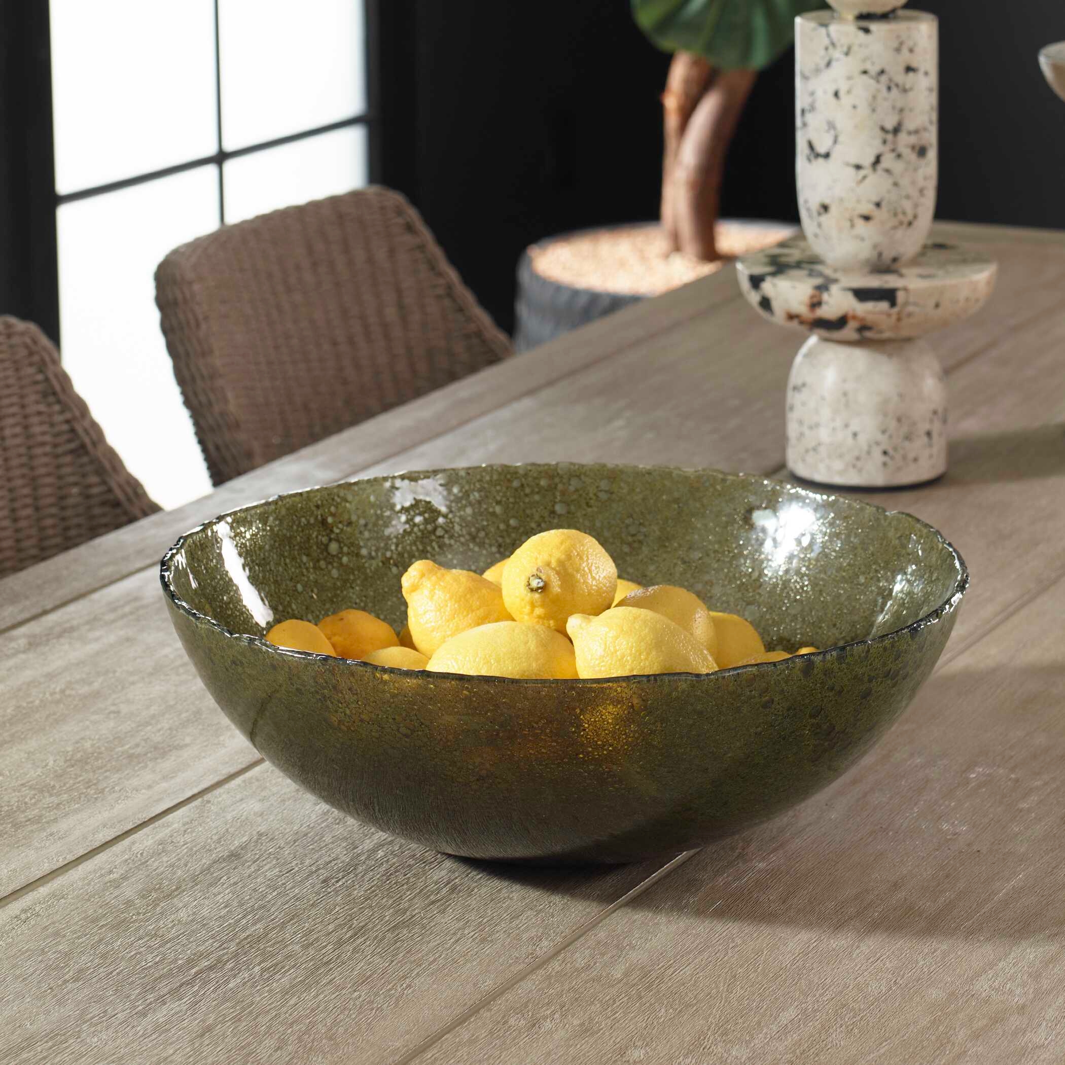 Uttermost Veridian Shimmer Veridian Shimmer Earthy Glass Bowl