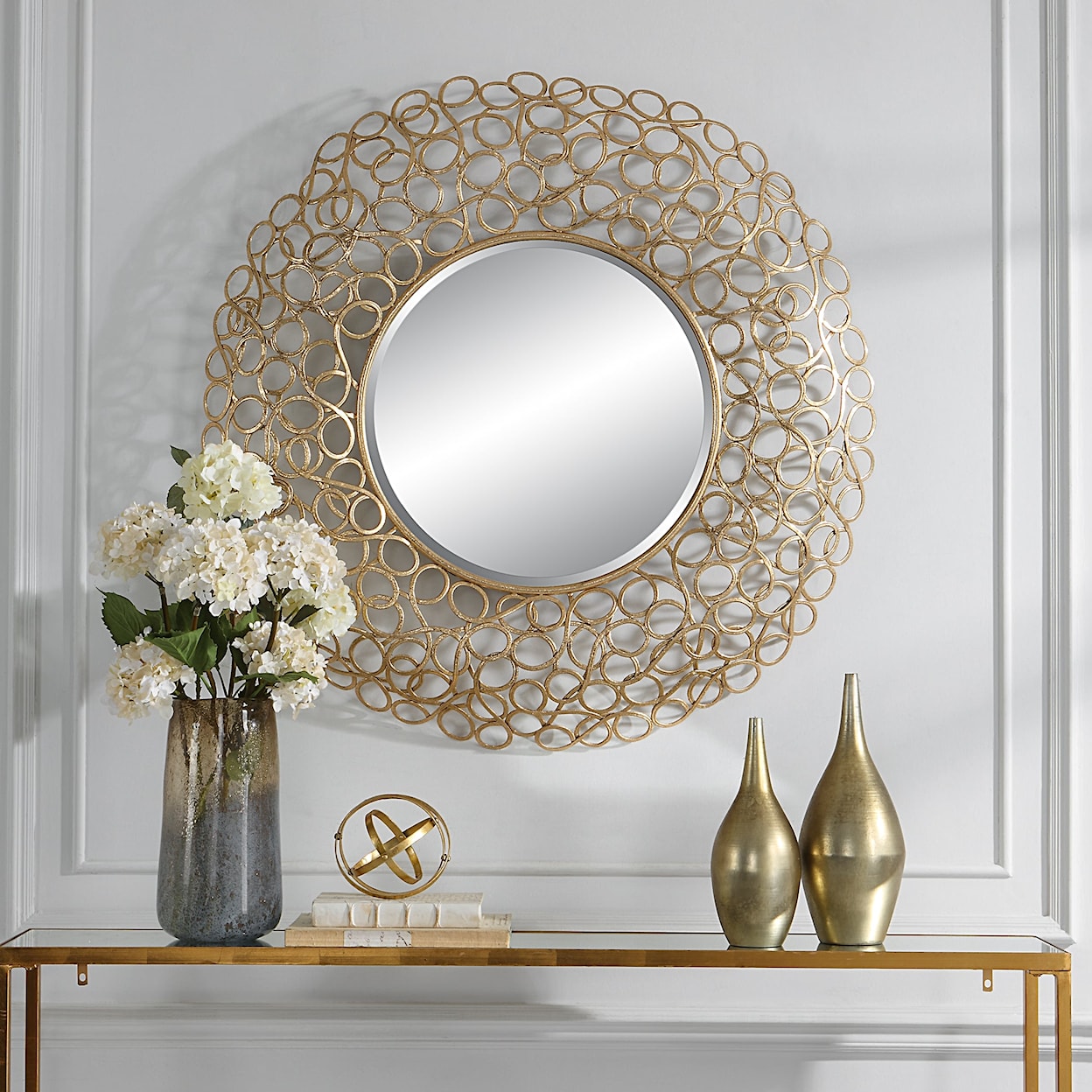 Uttermost Swirl Swirl Round Gold Mirror