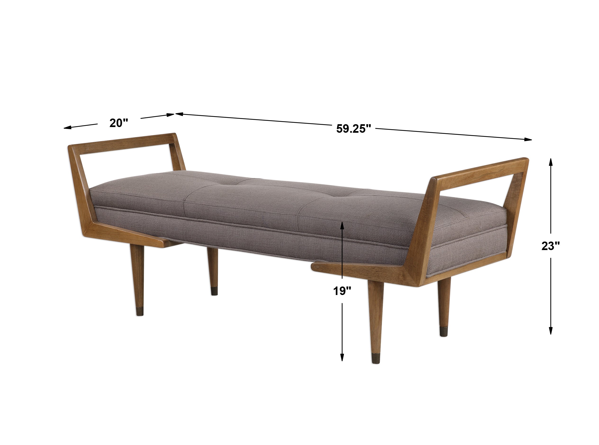 Uttermost Accent Furniture - Benches Waylon Mid-Century Modern Bench