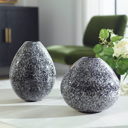 Cosmic Black &amp; White Vases Set/2