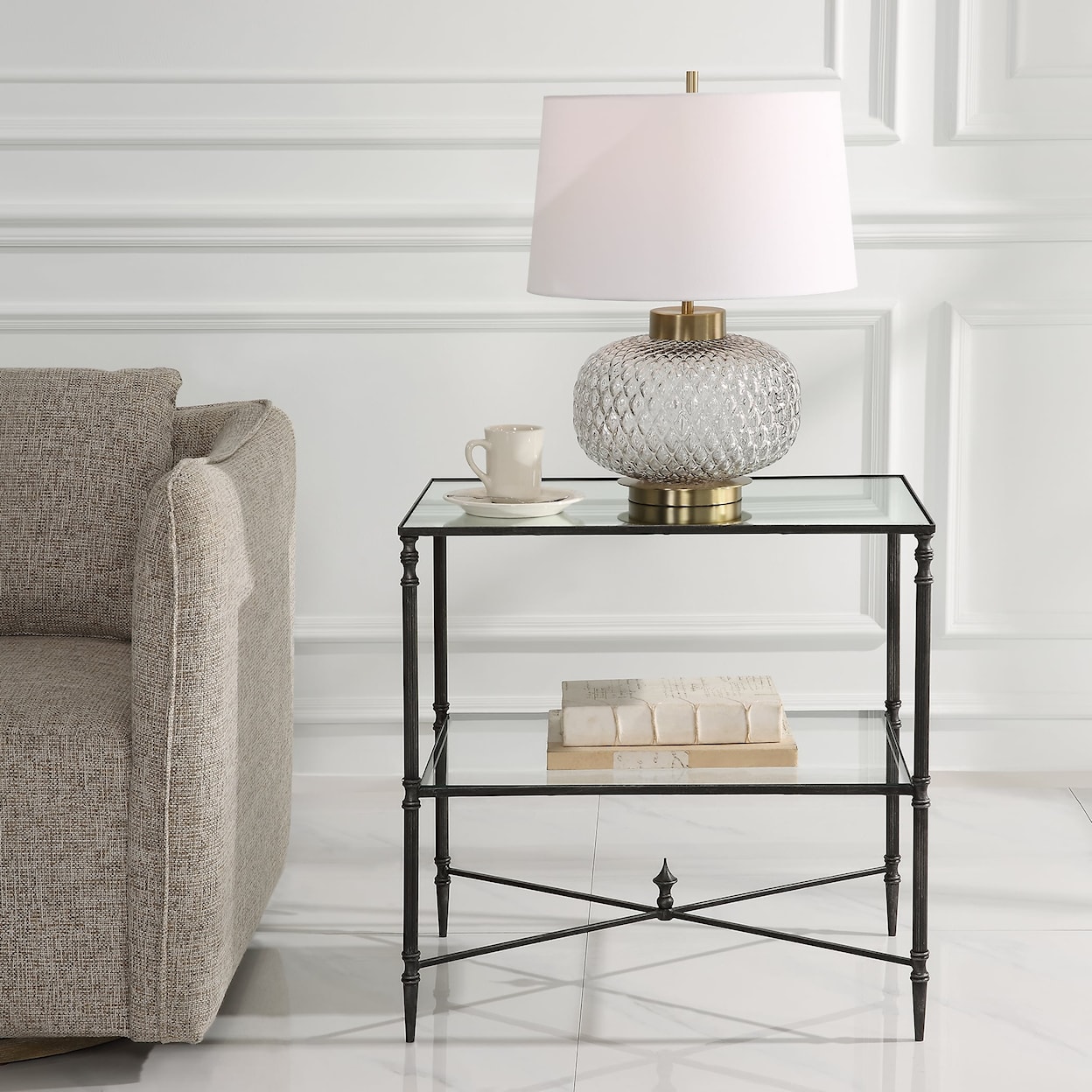 Uttermost Henzler Henzler Mirrored Steel Lamp Table