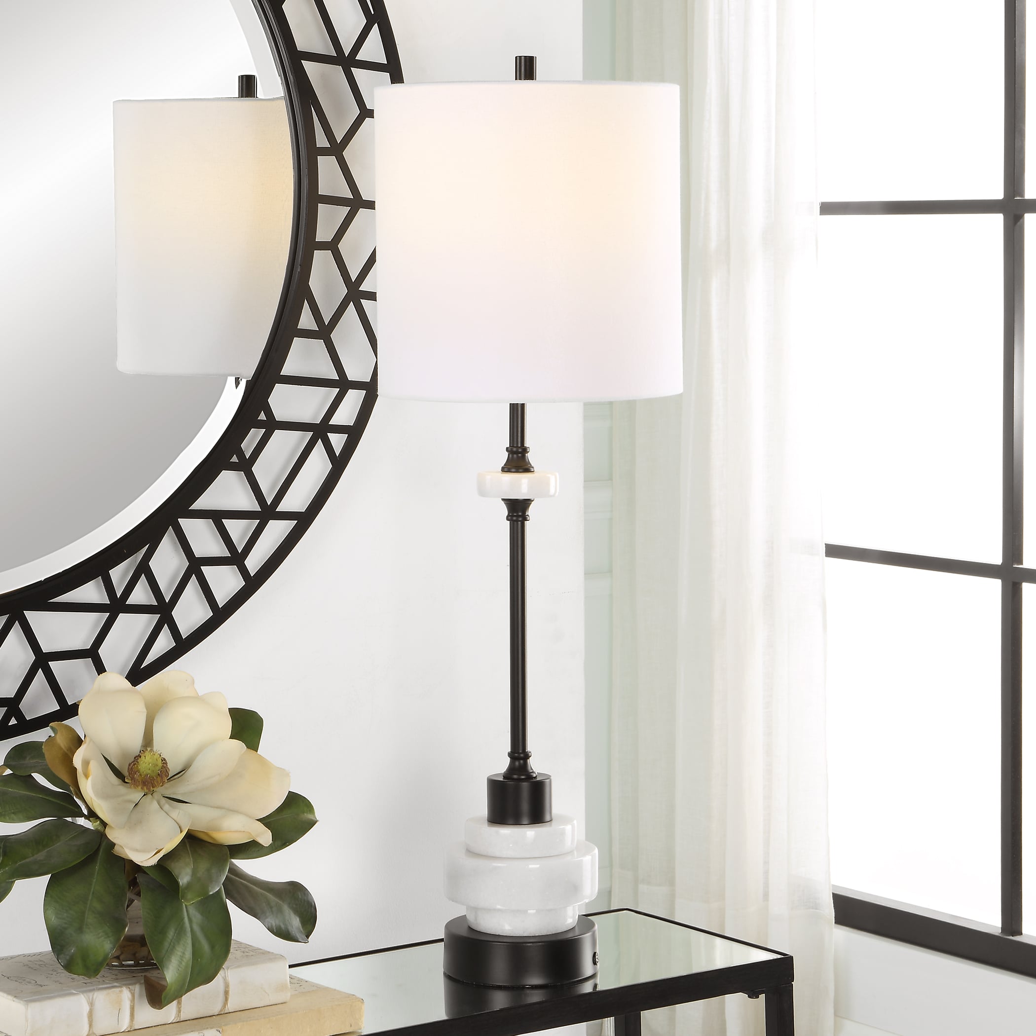Buffet Table Lamp with White Lamp Shade