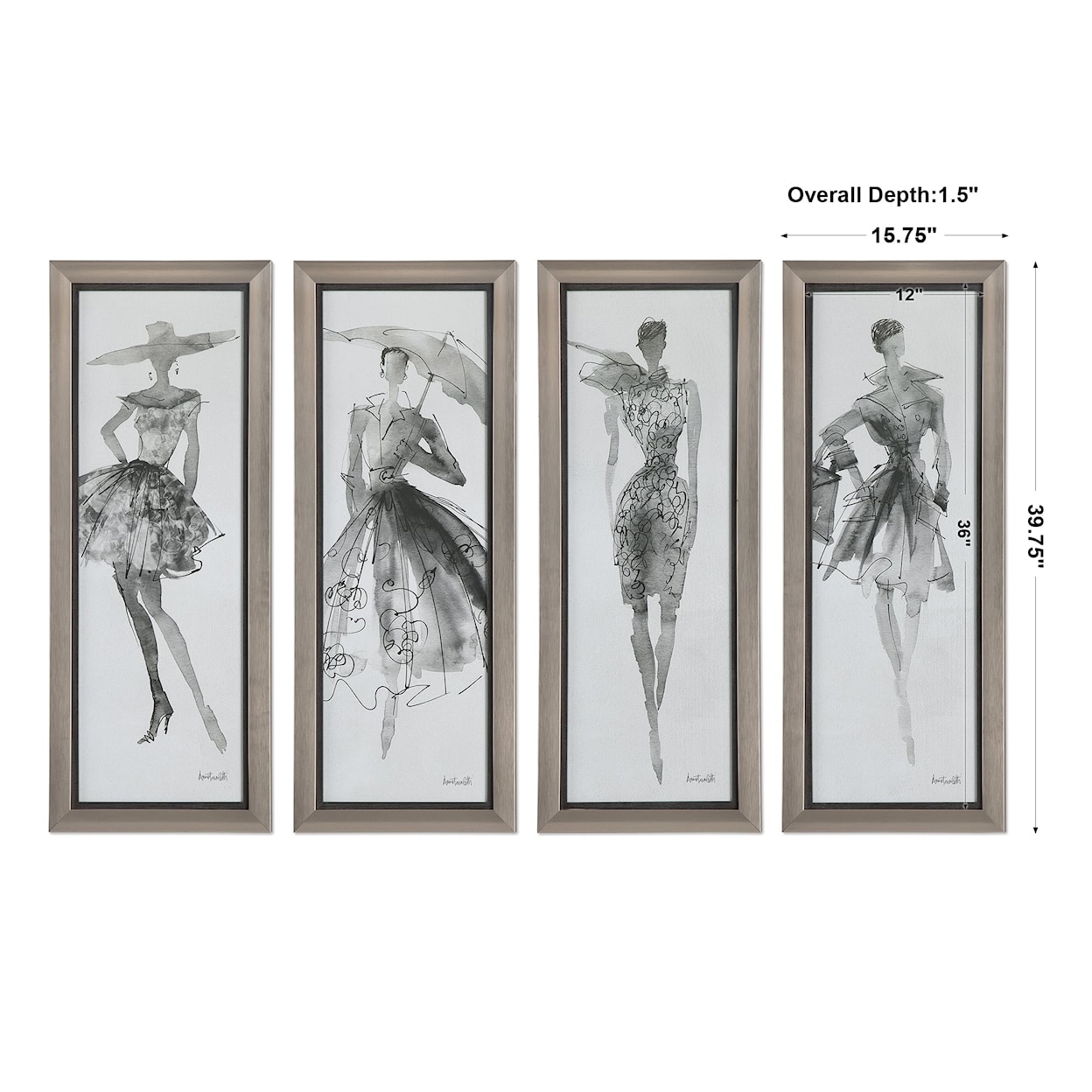 Uttermost Framed Prints Fashion Sketchbook Art, S/4