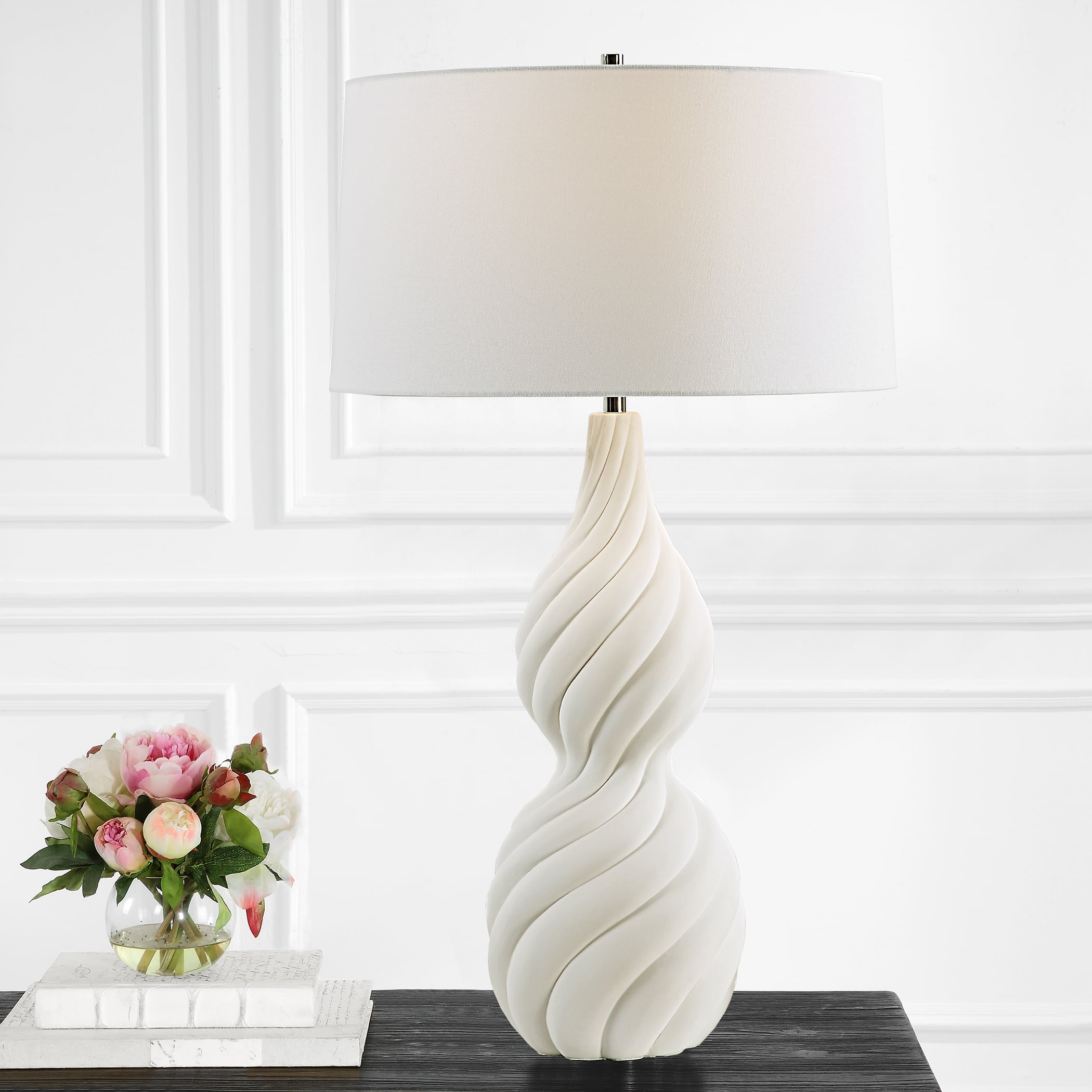 Uttermost Twisted Swirl Twisted Swirl White Table Lamp