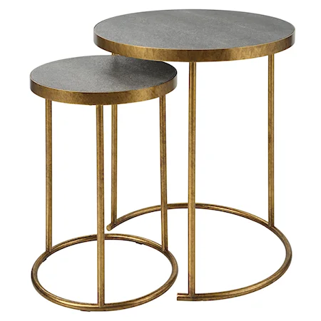 Industrial Aragon Brass Nesting Tables