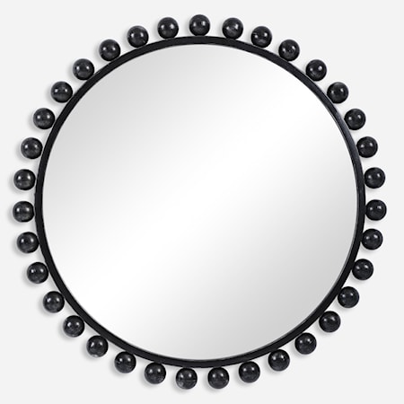 Cyra Black Round Mirror