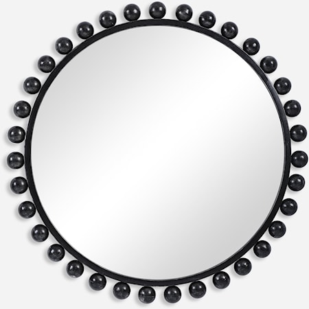 Cyra Black Round Mirror