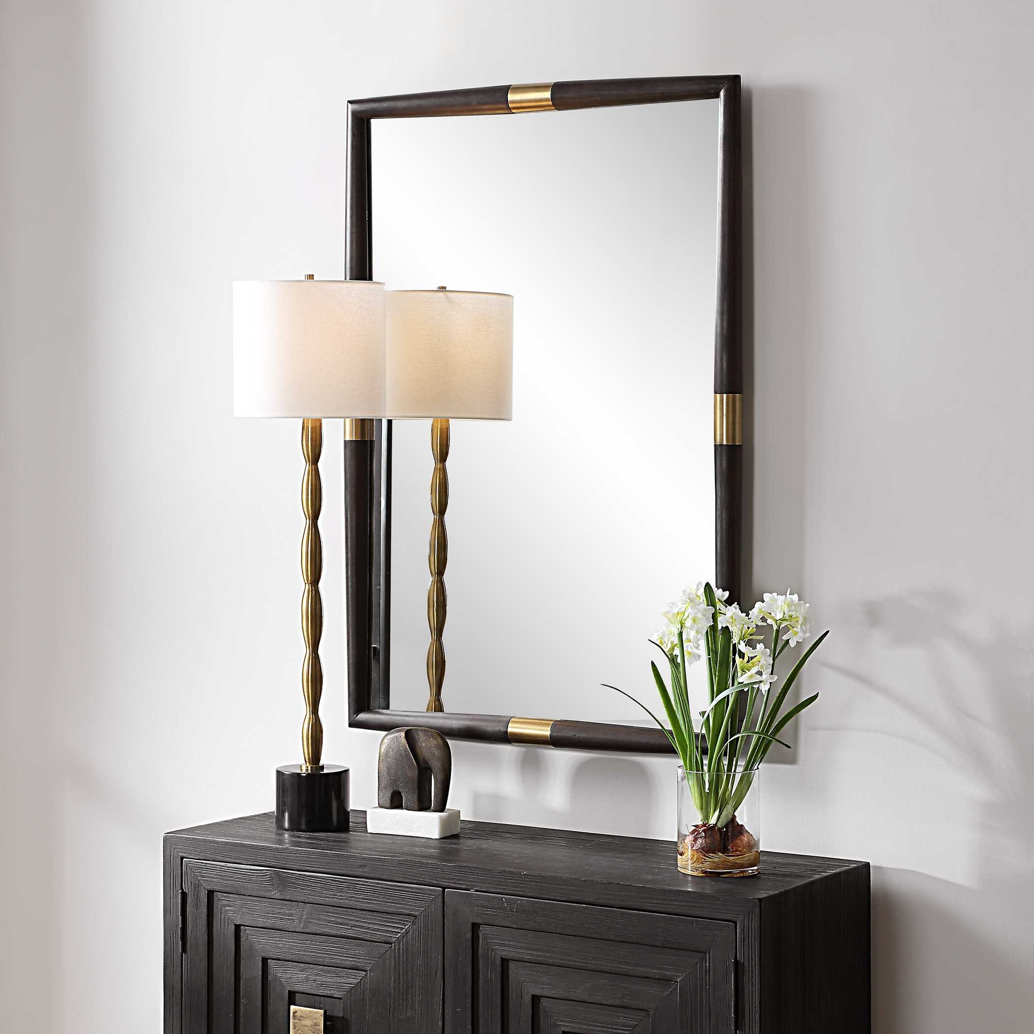Uttermost Larkin Larkin Dark Wood & Brass Mirror