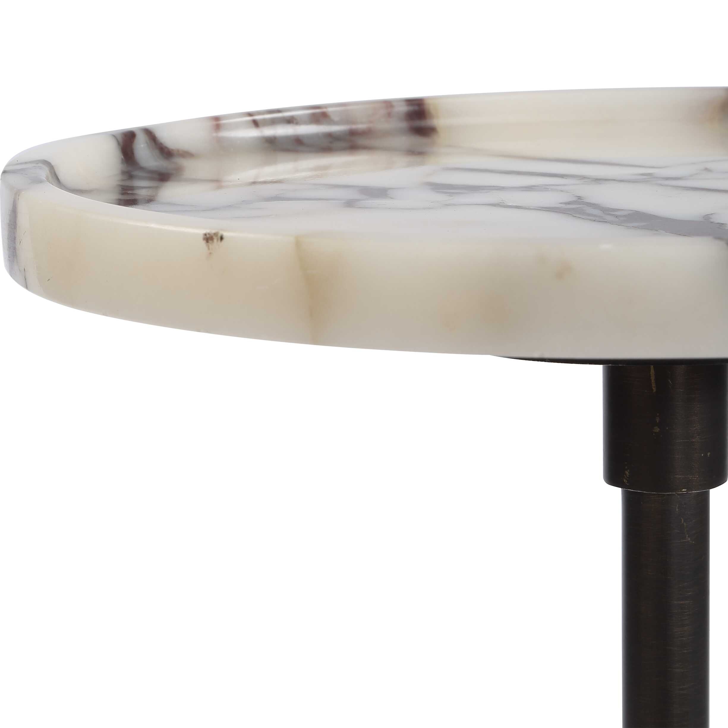 Brunson White Marble Drink Table