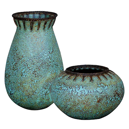 Bisbee Turquoise Vases, S/2