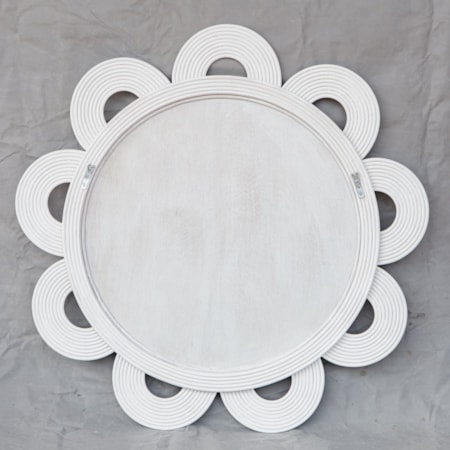 Clematis White Rattan Round Mirror