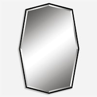 Contemporary Octagonal Iron Mirror with a Satin Black Frame