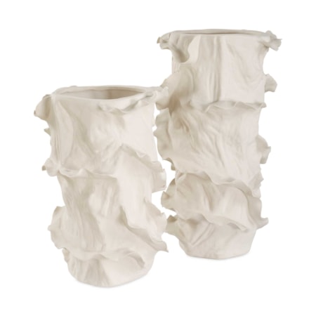 Ripple Crest White Vases