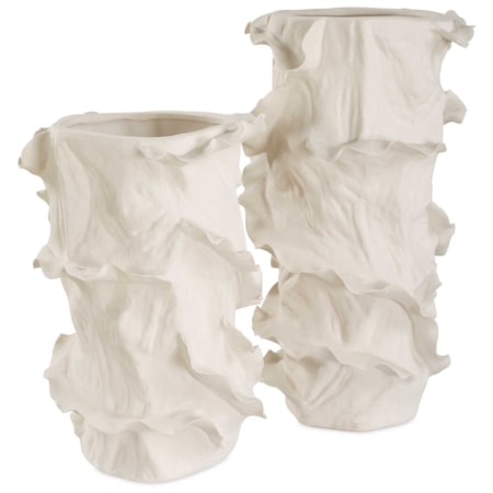 Ripple Crest White Vases