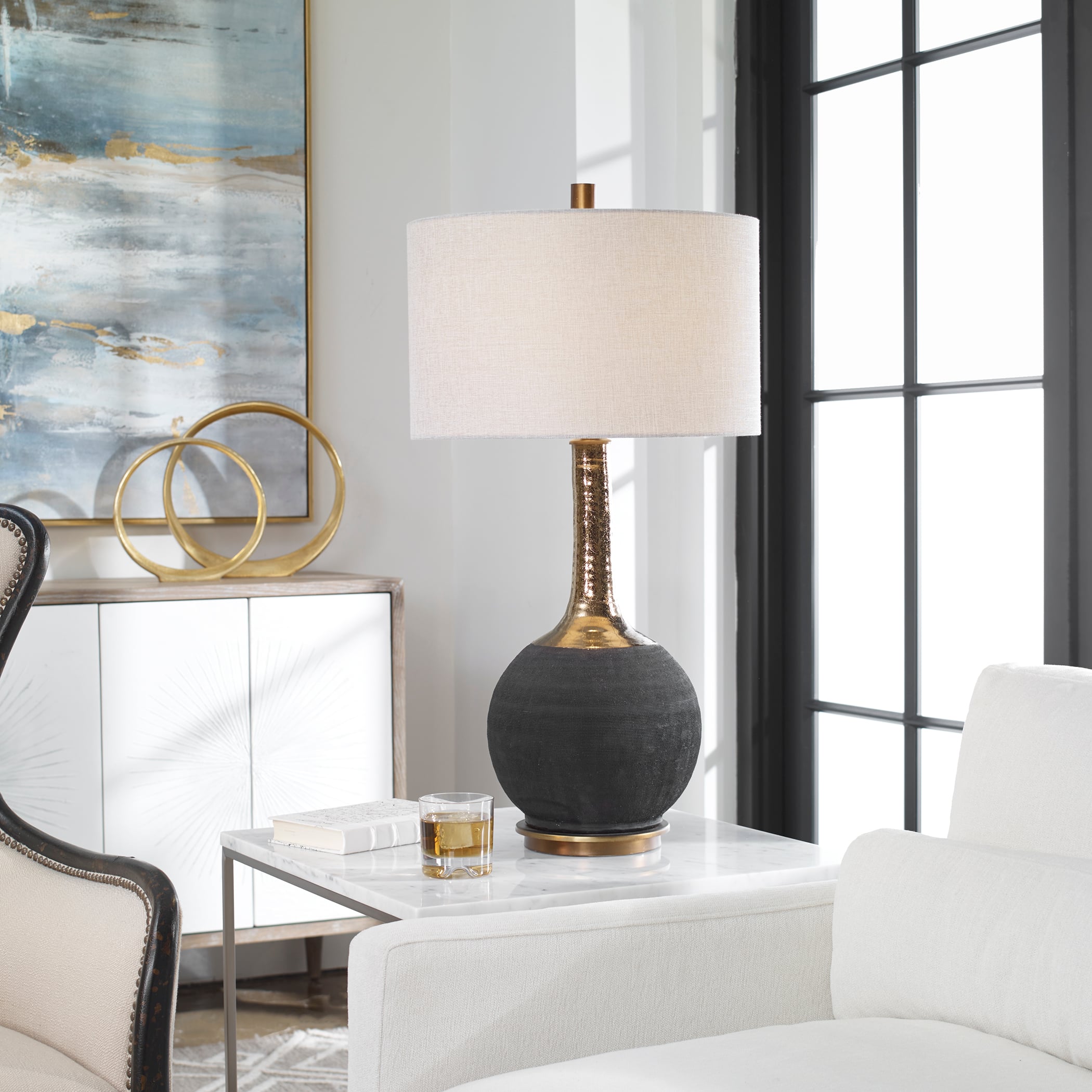 Uttermost Table Lamps Arnav Textured Black Lamp