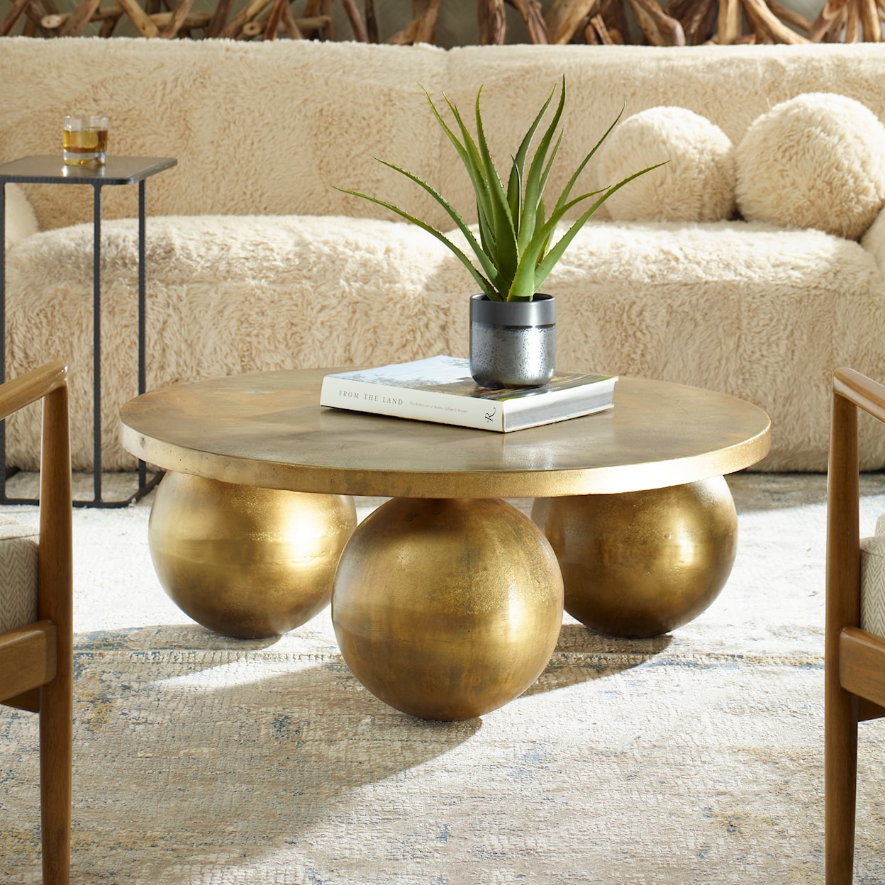 Uttermost Triplet Triplet Antique Brass Coffee Table