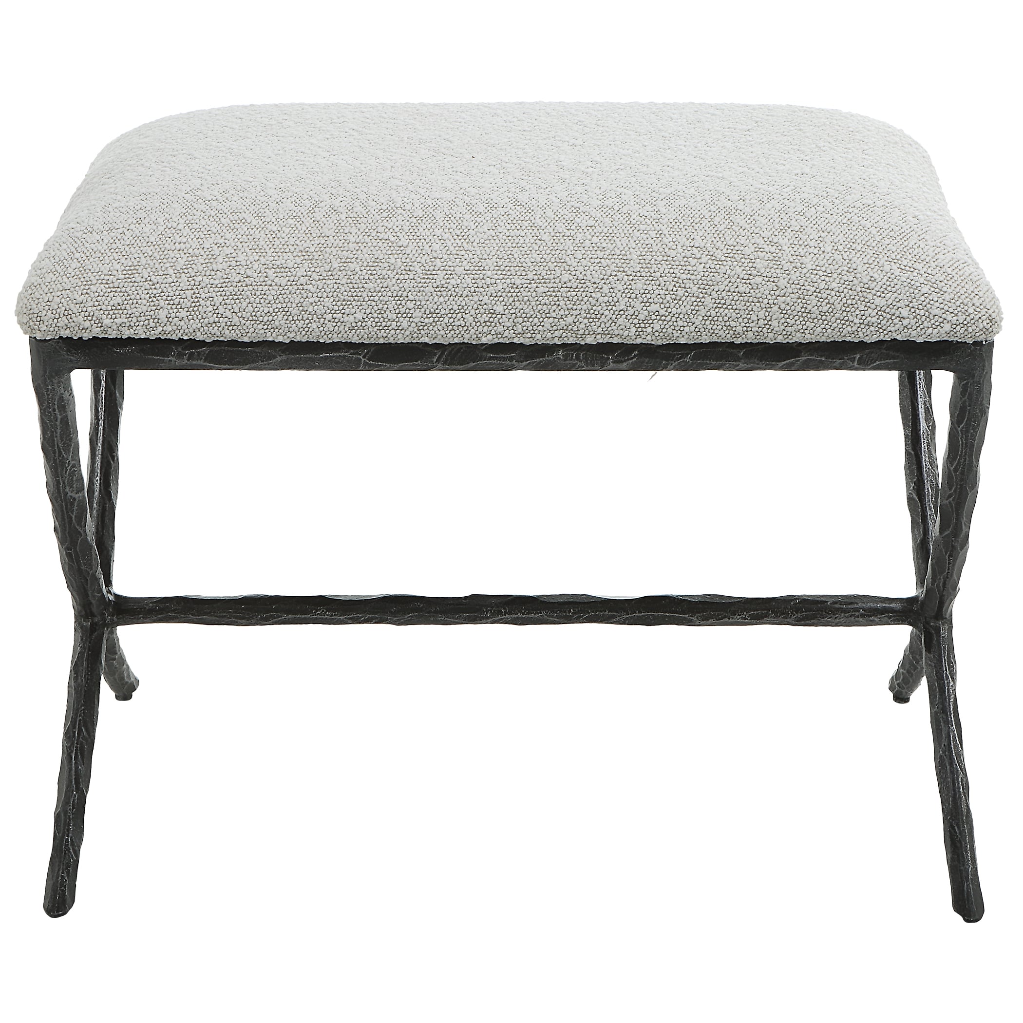 Uttermost Brisby 23750 Contemporary Gray Fabric Bench with Iron