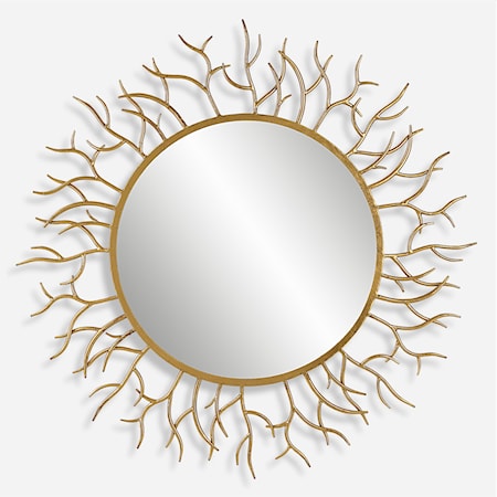 Into The Woods Gold Round Mirror