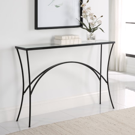 Alayna Black Metal &amp; Glass Console Table