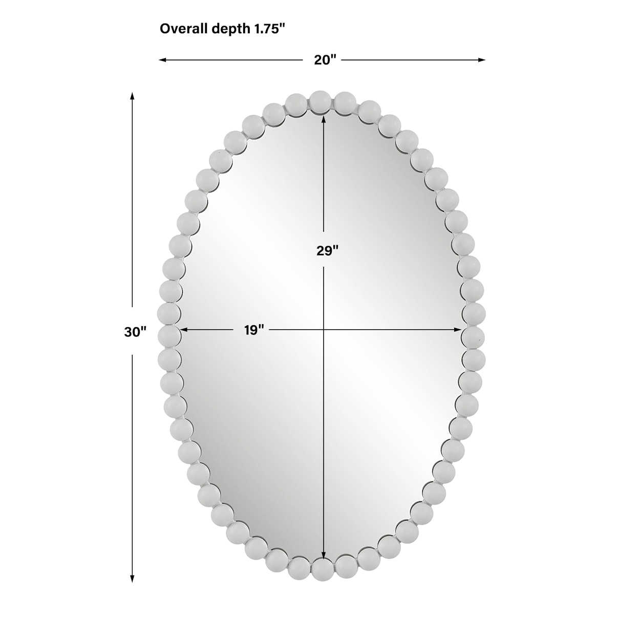 Uttermost Serna Oval Wall Mirror with White Mirror Trim