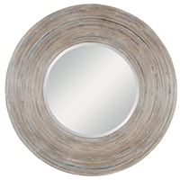 Contemporary White Washed Round Mirror