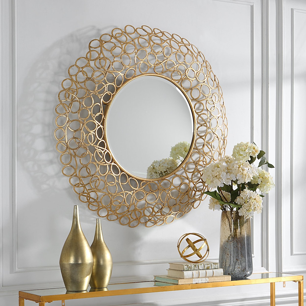 Uttermost Swirl Swirl Round Gold Mirror