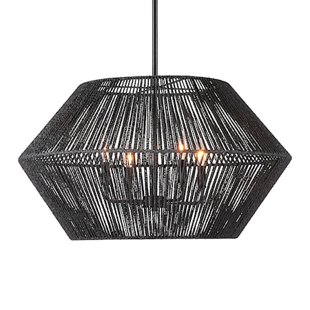 Suva 4 Light Black Rope Pendant