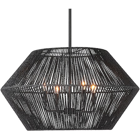 Suva 4 Light Black Rope Pendant