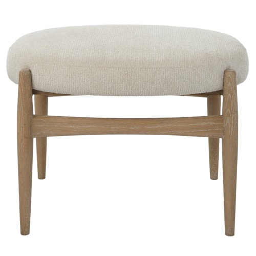 Contemporary Acrobat Upholstered Off-White Small Bench