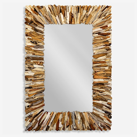 Teak Branch Rectangular Mirror