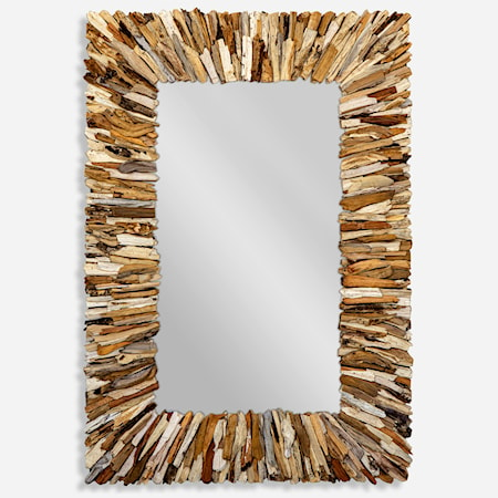 Teak Branch Rectangular Mirror