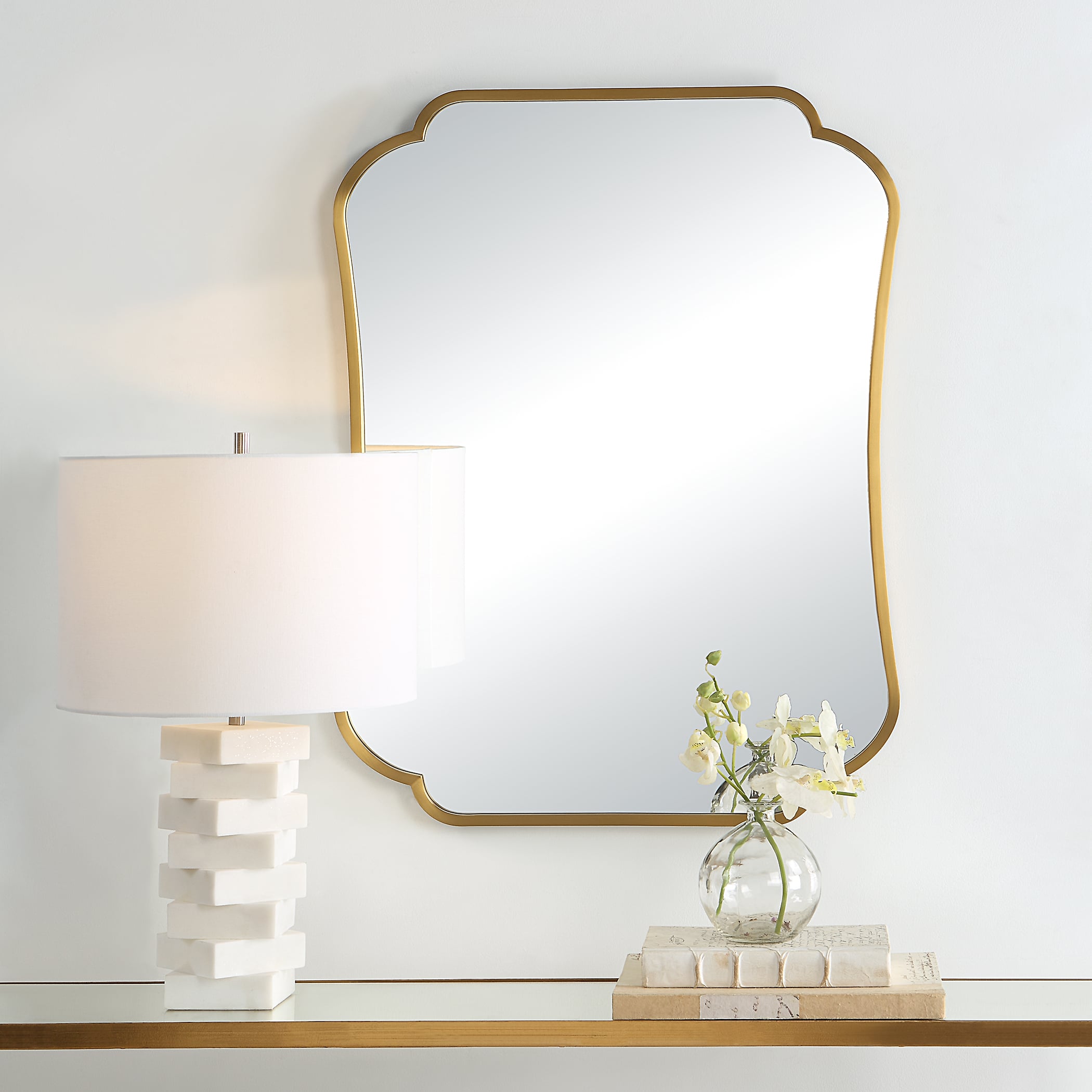 Athena Brushed Brass Mirror