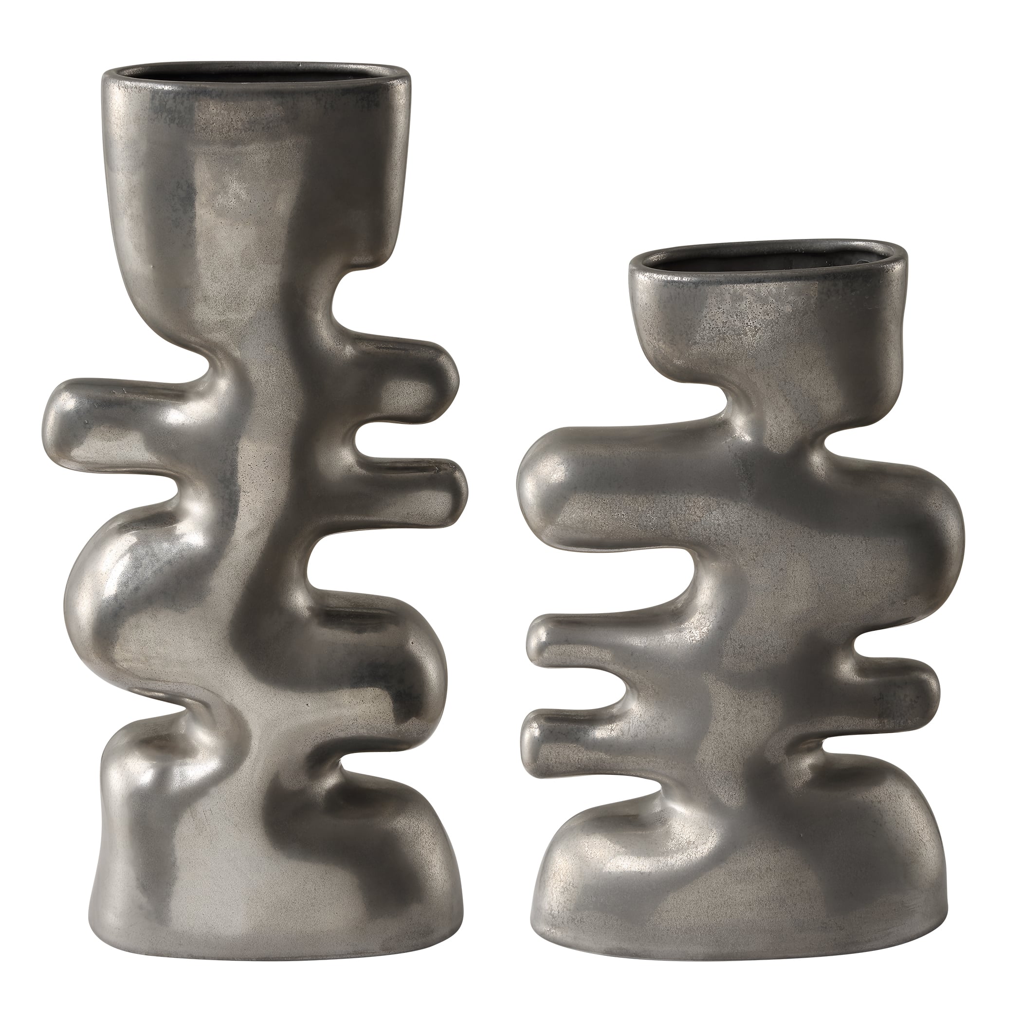 Free Flowing Nickel Vases Set/2
