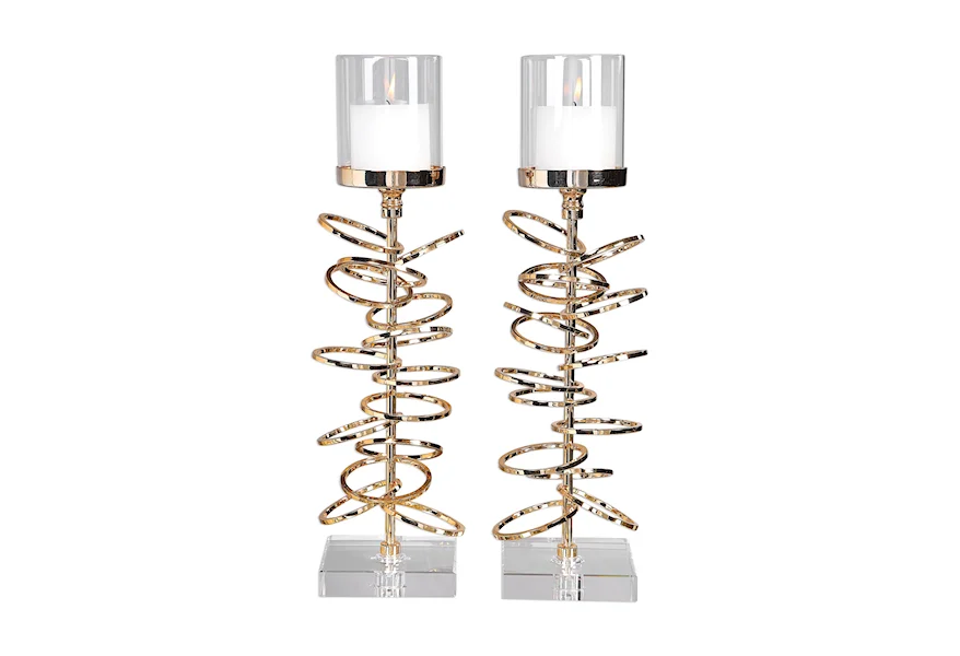 Accessories - Candle Holders Tala Rose Gold Candleholders (Set of 2) by Uttermost at Town and Country Furniture 
