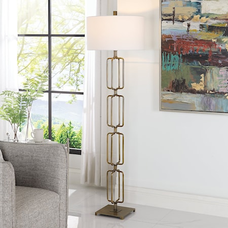 Link Brushed Gold Floor Lamp