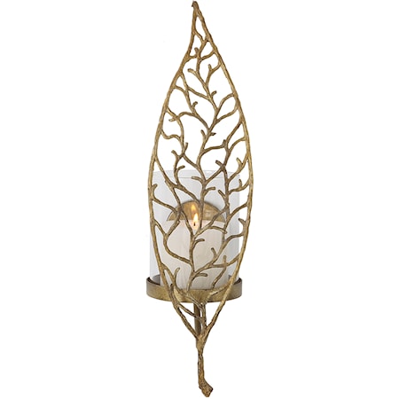 Contemporary Aged Gold Candle Sconce