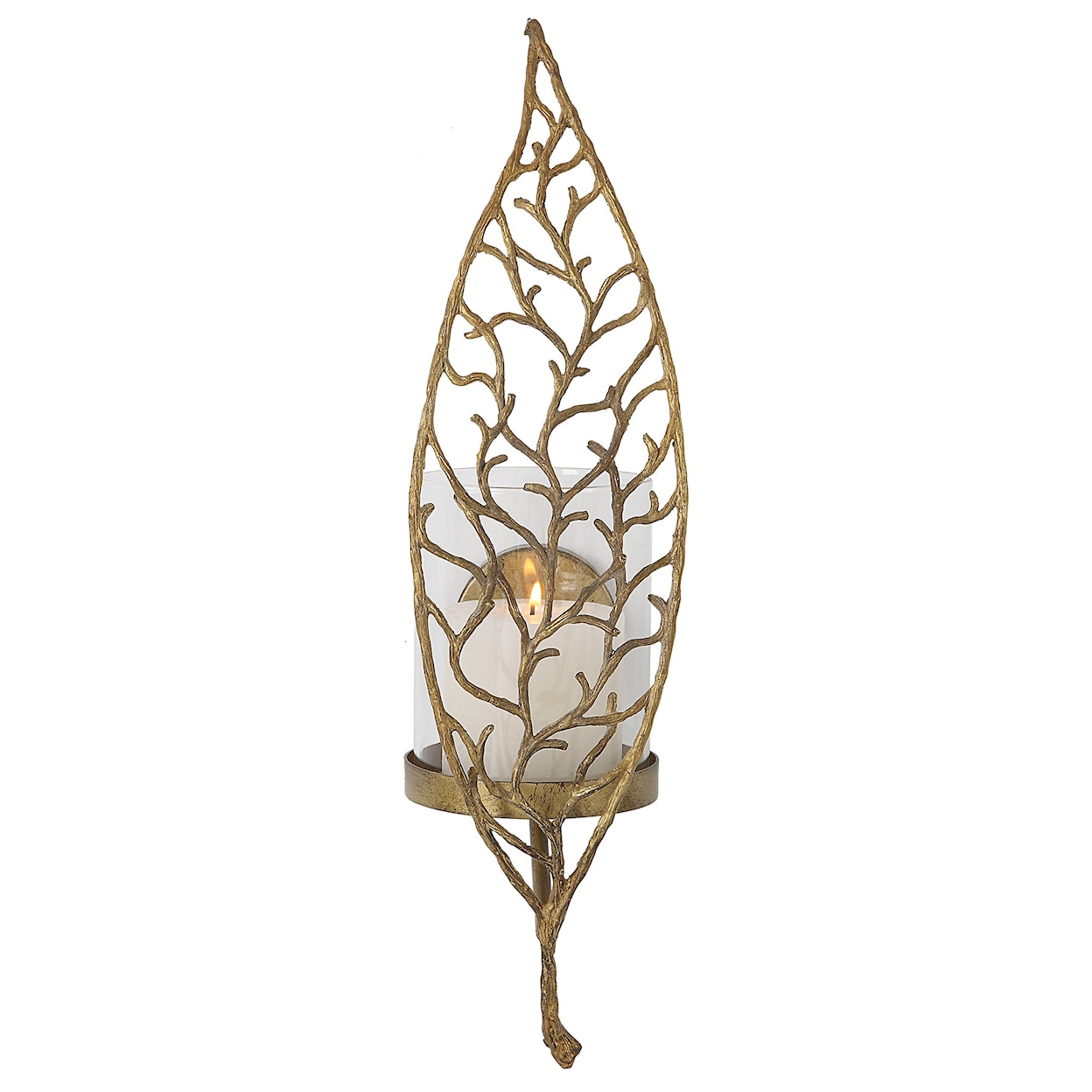 Uttermost Woodland Treasure Aged Gold Candle Sconce