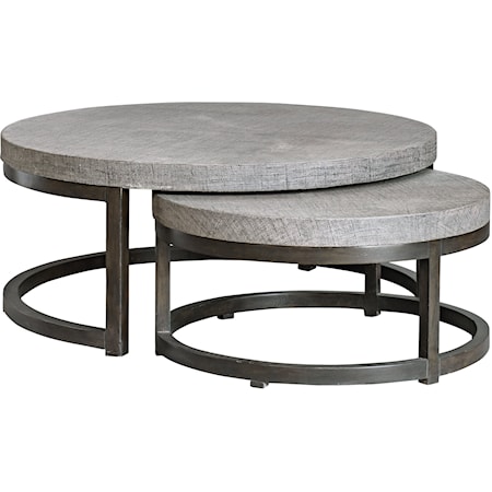 Aiyara Gray Nesting Tables, S/2