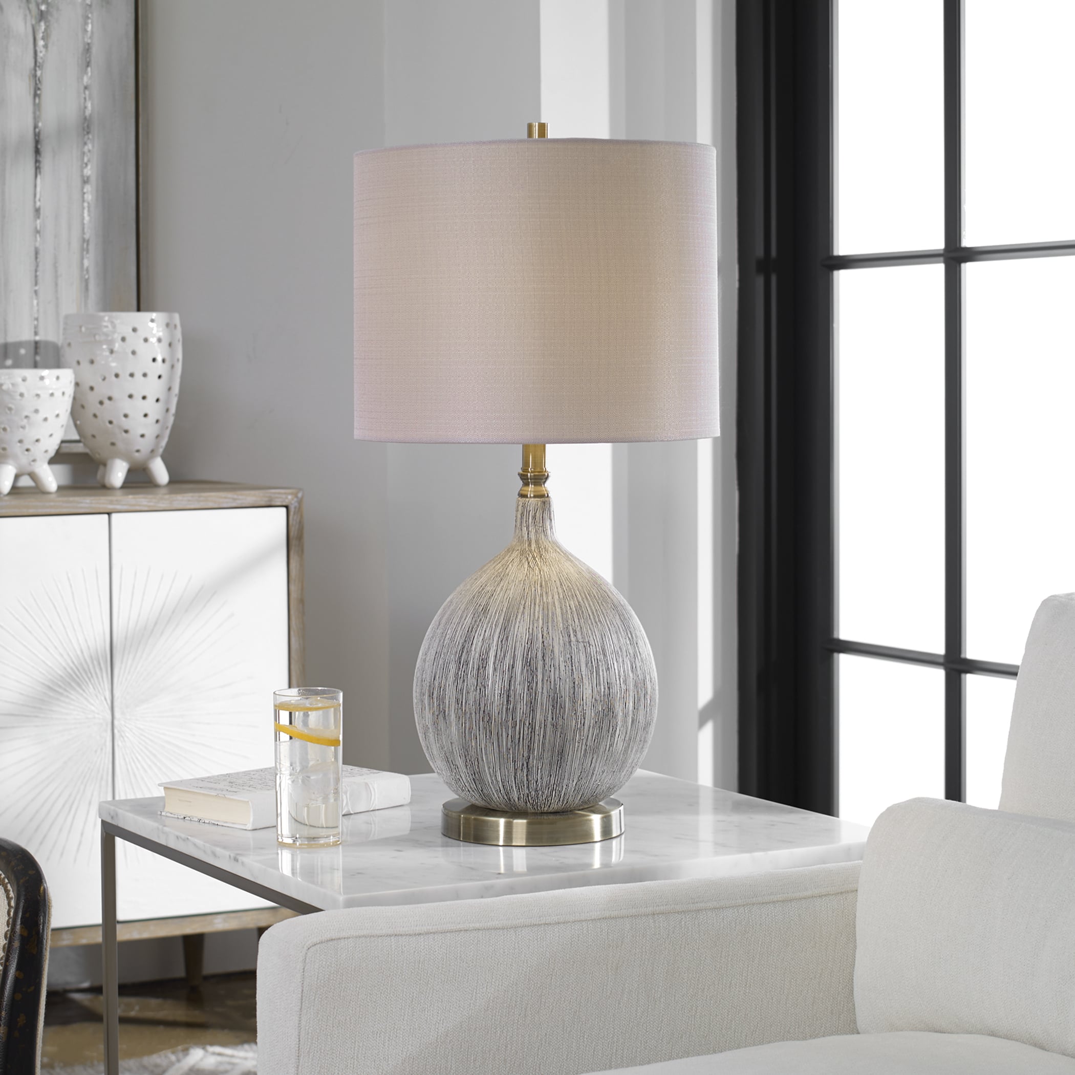 Uttermost Table Lamps Hedera Textured Ivory Table Lamp