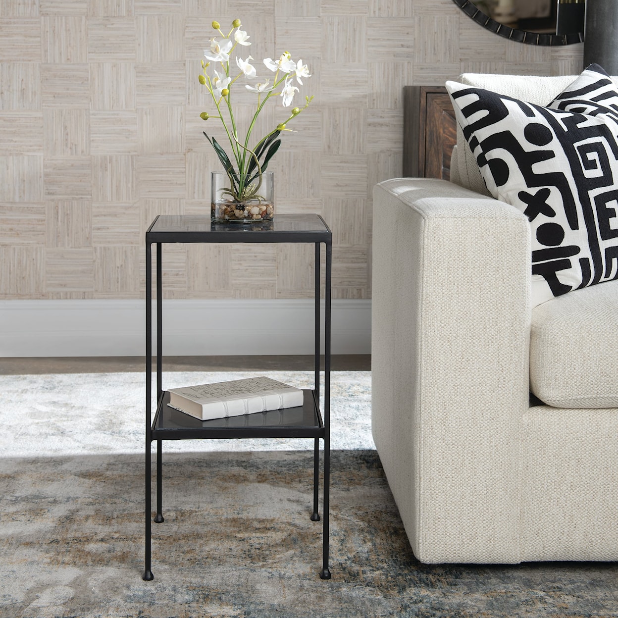 Uttermost Sherwood Square Marble Accent Table with Shelving