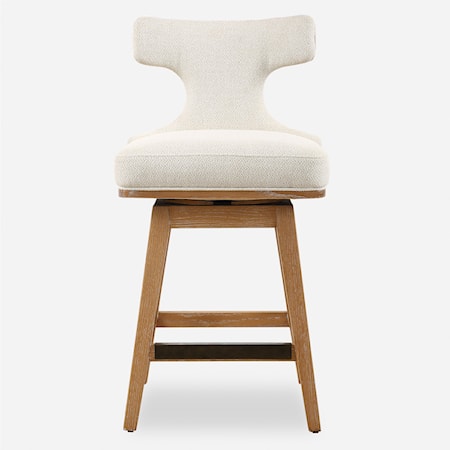 Klismos Off-White Fabric Counter Stool