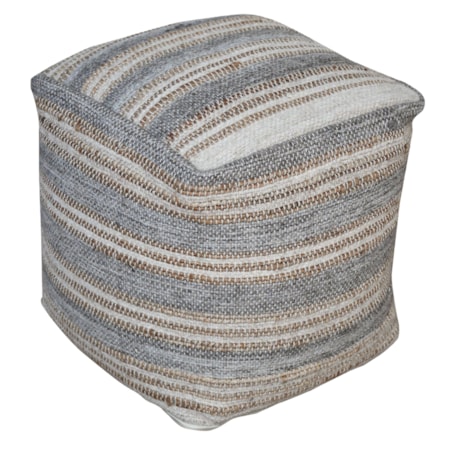 Mesick Handwoven Gray Pouf