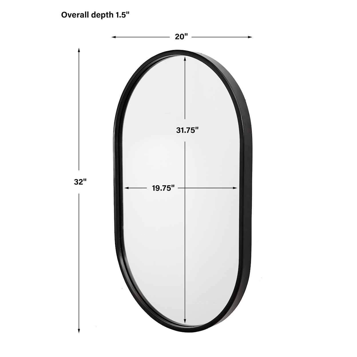 Uttermost Varina Varina Minimalist Black Oval Mirror