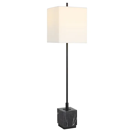 Black Buffet Lamp with A Large Black Marble Block Foot