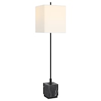 Black Buffet Lamp with A Large Black Marble Block Foot