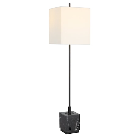 Black Buffet Lamp with A Marble Block Foot