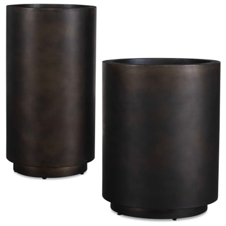Volcan Matte Bronze Outdoor Planters