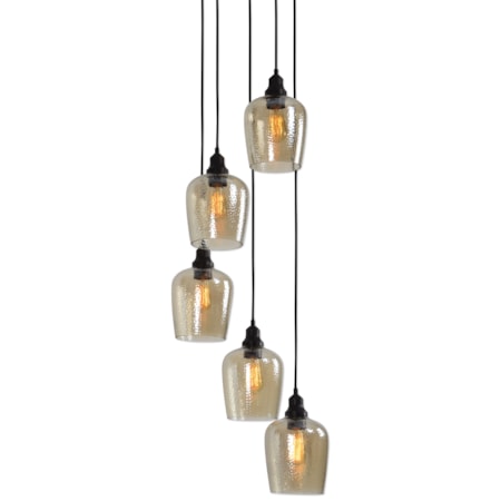 Aarush 5 Light Glass Cluster Pendant