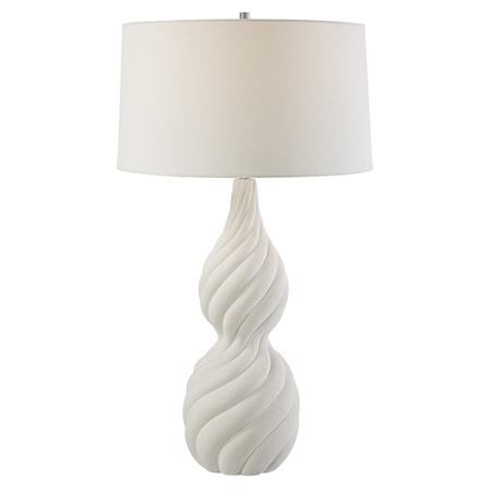 Twisted Swirl White Table Lamp